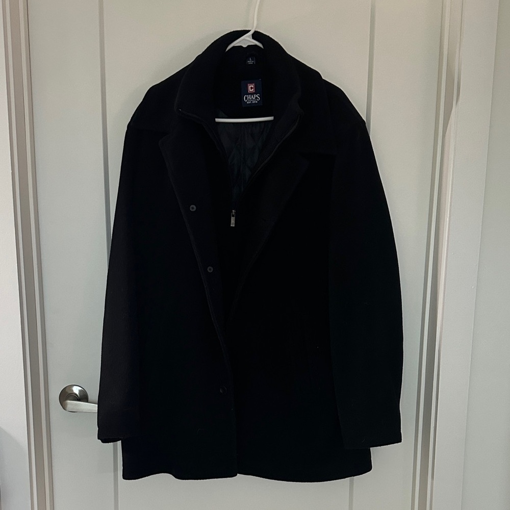 Chaps Men's Classic Black Pea Coat
